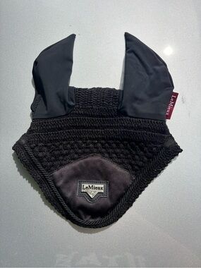 LeMieux Black Equestrian Fly Bonnet - Fly Ears - LARGE EUC